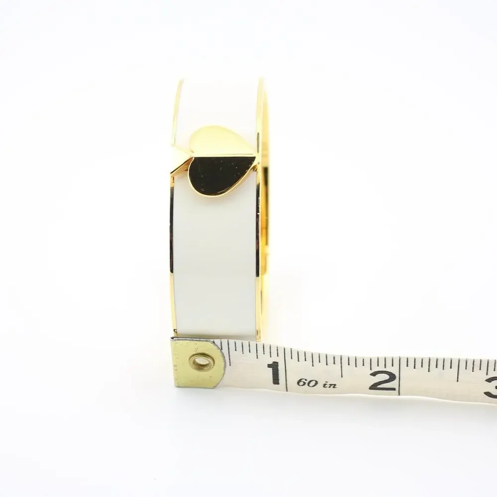Kate Spade White Enamel Gold Tone Hinged Spade Bangle Bracelet - Picture 9 of 10